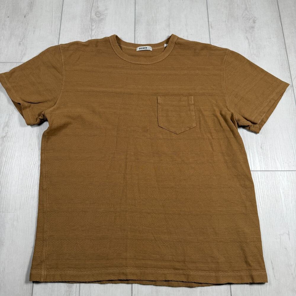 Buck Mason T-Shirt Mens Large Brown Crew Neck Short Sleeve Cotton Knitted